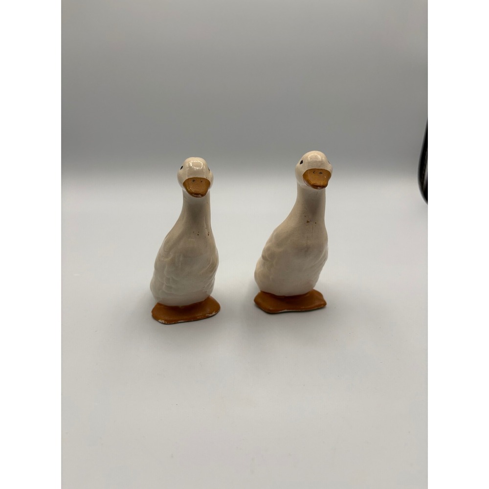 Vintage 1991 Homco Ceramic Goose Toothpick Holder Mini Planter Set of 2 White